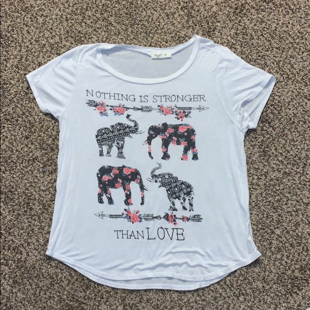 white “Nothing is stronger than LOVE” tshirt